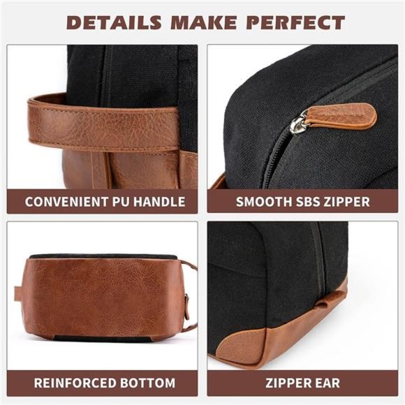 Toiletry Bag Hanging Dopp Kit for Men Water Resistant Canvas Shaving Bag Mens - Picture 7 of 7